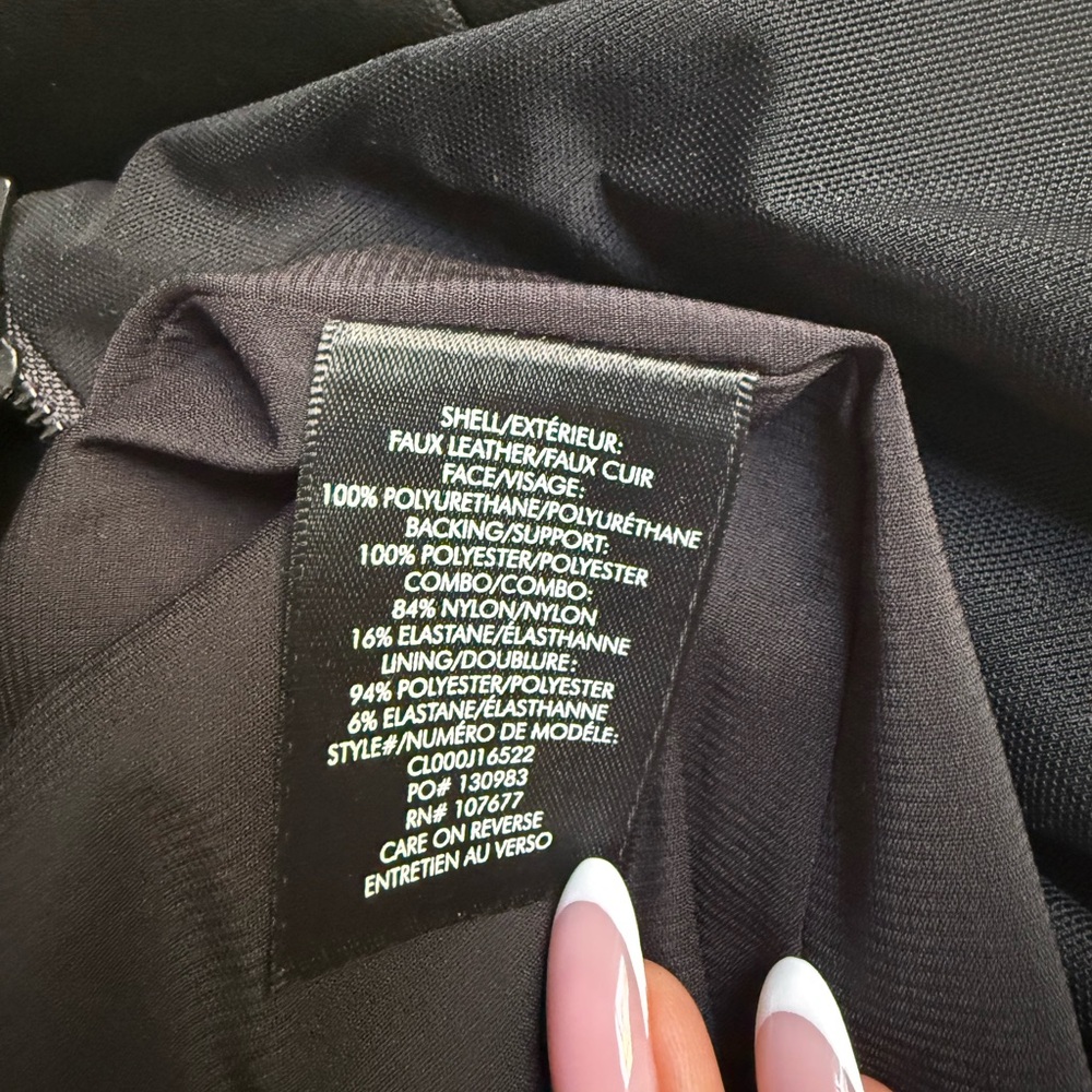 Alice + Olivia Chara Long Sleeve Mesh & Faux Leather Mini Dress - Picture 12 of 12